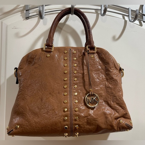 Michael Kors Gold Studded Satchel Handbag - Picture 4 of 13